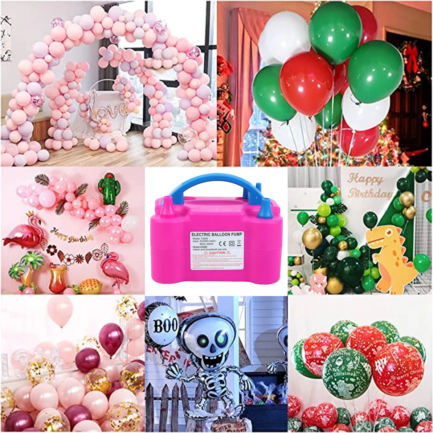 220V Balloon Air Pump Electric High Power Two Nozzle Air Blower Balloon Portable Inflatable Pump For Home Wedding Party