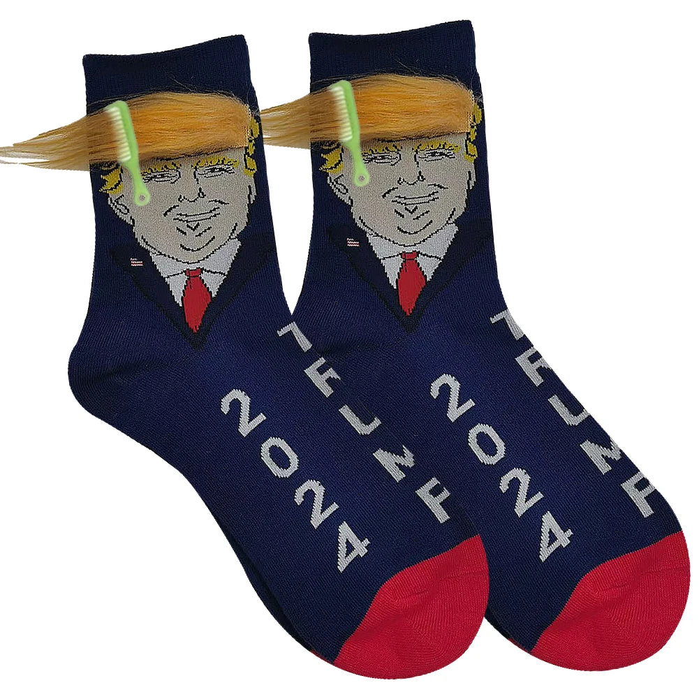 2024 President Donald Trump Spoof Funny Socks Streetwear Hip Hop Crew Socks Donald Trump Socks Novelty Funny Socks for Men Women