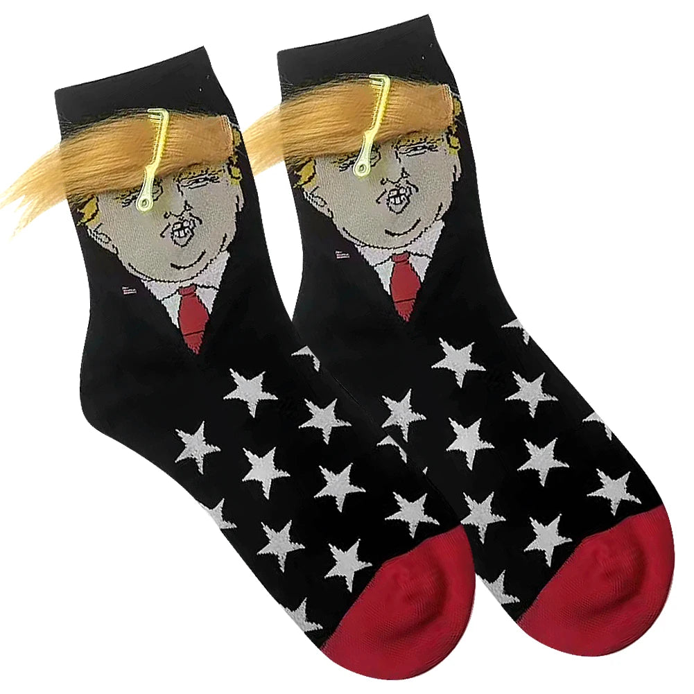 2024 President Donald Trump Spoof Funny Socks Streetwear Hip Hop Crew Socks Donald Trump Socks Novelty Funny Socks for Men Women