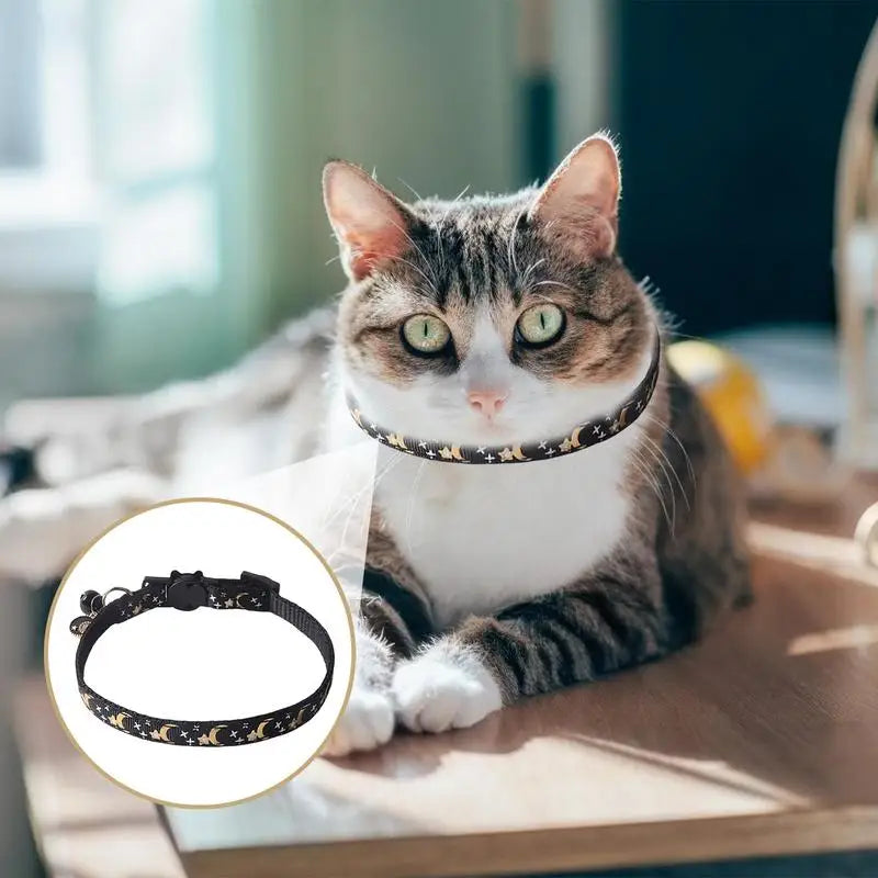 Moon And Star Cat Collars Removable Cat Collar Safety Pet Collar For Pet Adjustable Bell Safety Pet Collars For Dog