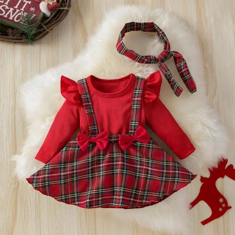 Overall Dress For Girls Christmas Plaid Kids Dress Cute Children Clothing Cotton Girls Clothes For Cold Weather