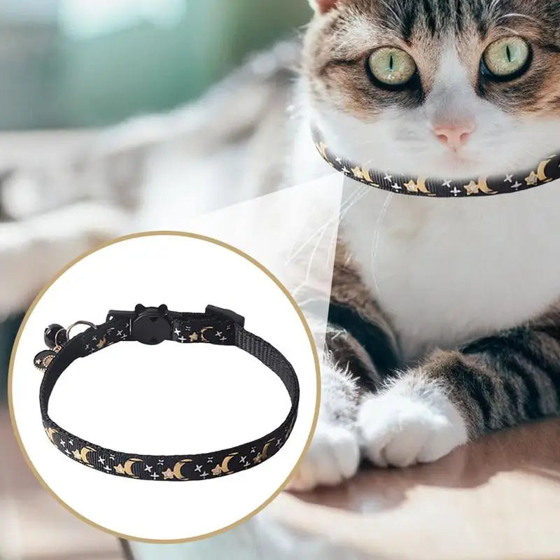 Moon And Star Cat Collars Removable Cat Collar Safety Pet Collar For Pet Adjustable Bell Safety Pet Collars For Dog