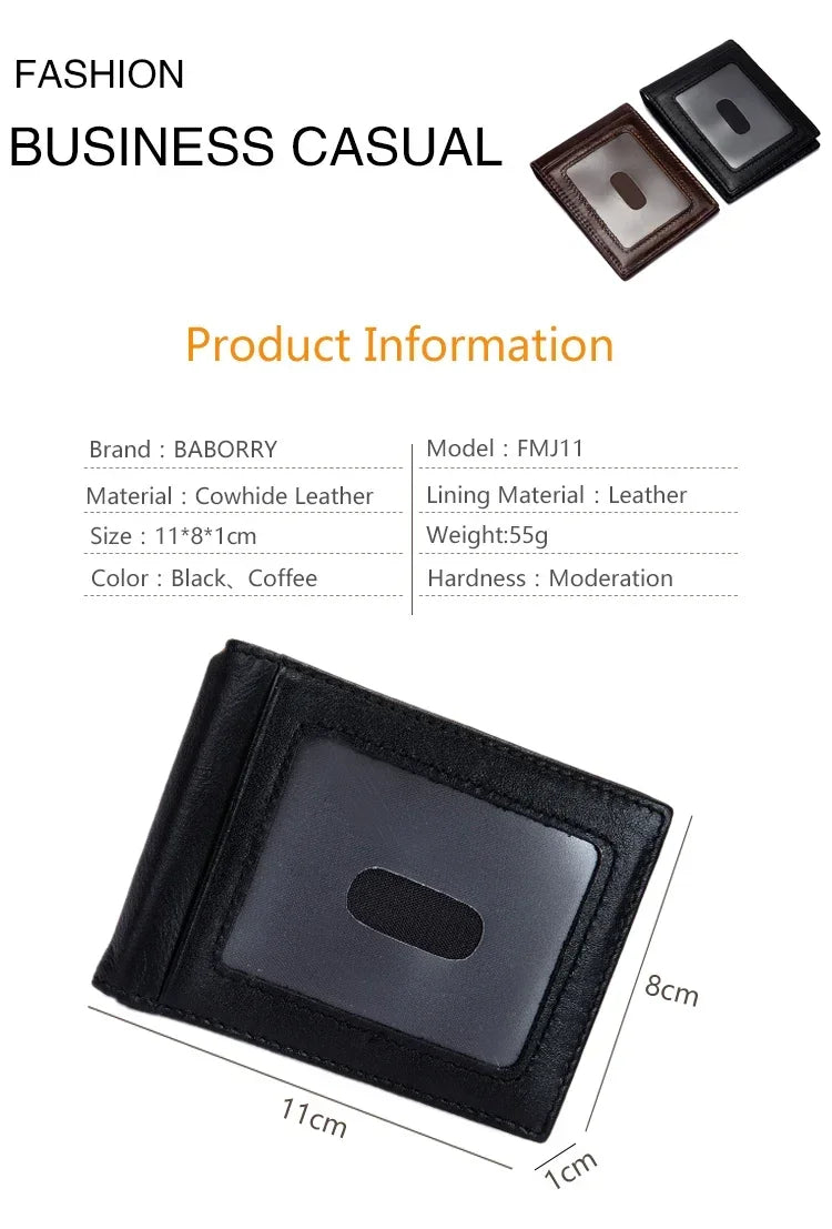 Rfid Blocking Vintage Crazy horse Genuine Leather Wallet Men Wallet Leather  Short Wallet Men Purse Male Money Clips Money bag