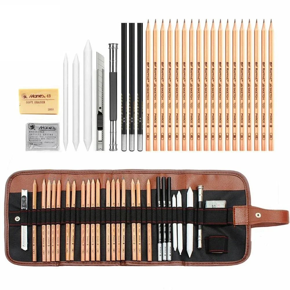 29Pcs Sketch Pencil Set Professional Drawing Pencils Bags Portable Outdoor Travel Ketching Painter School Students Art Supplies