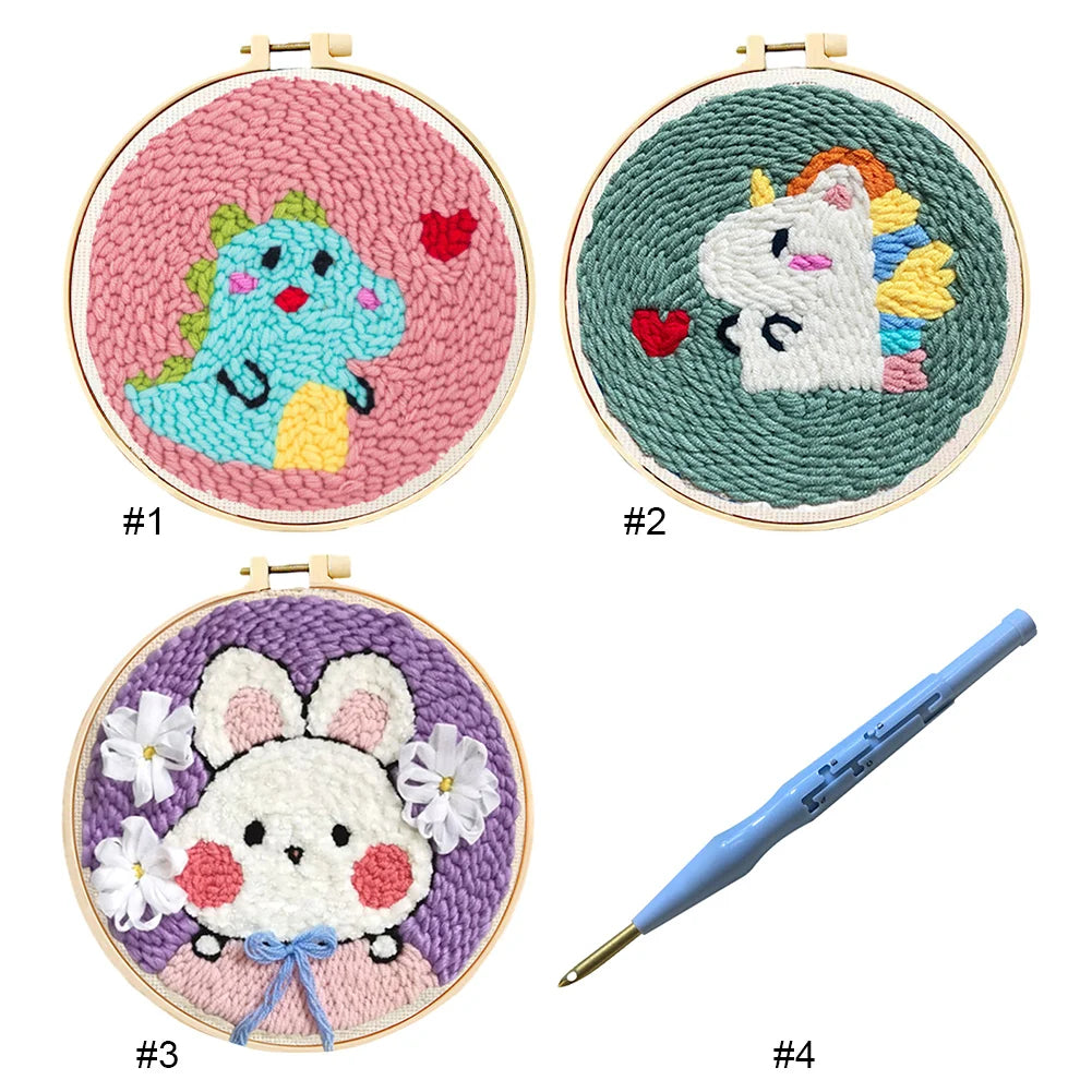 DIY Funny Needlework Kit Handcraft Punch Needle Kits Punch Needle Embroidery Starter Kits for Adults Beginner Kids Starter