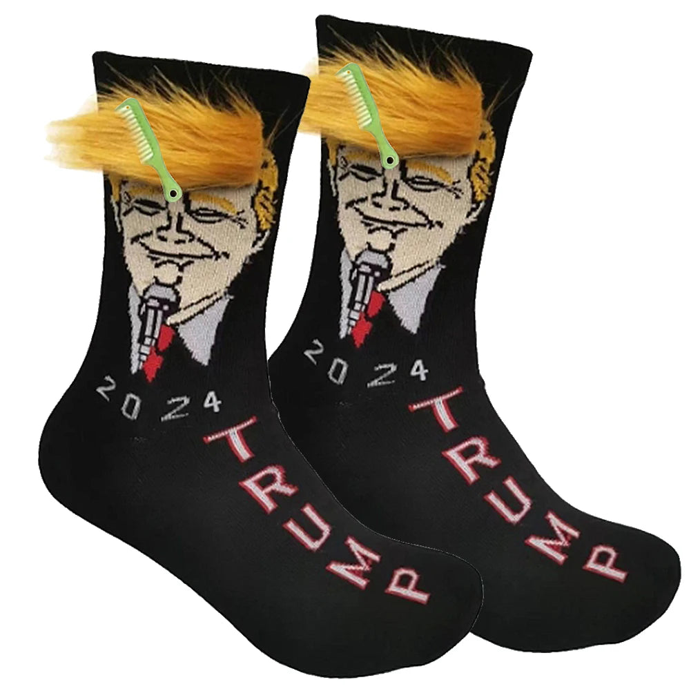 2024 President Donald Trump Spoof Funny Socks Streetwear Hip Hop Crew Socks Donald Trump Socks Novelty Funny Socks for Men Women