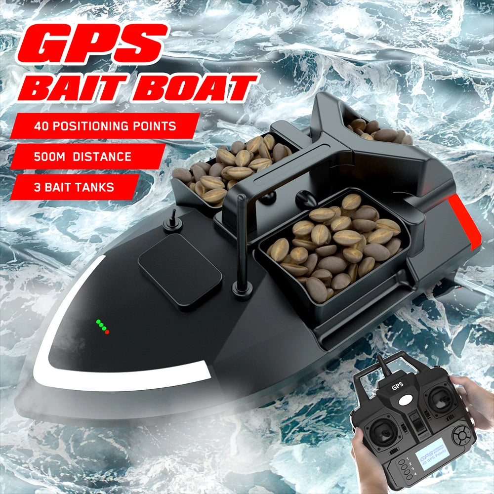 GPS Fishing Bait Boat 500m Remote Control Bait Boat Dual Motor Fish Finder 2KG Loading Support Automatic Cruise/Return/Route