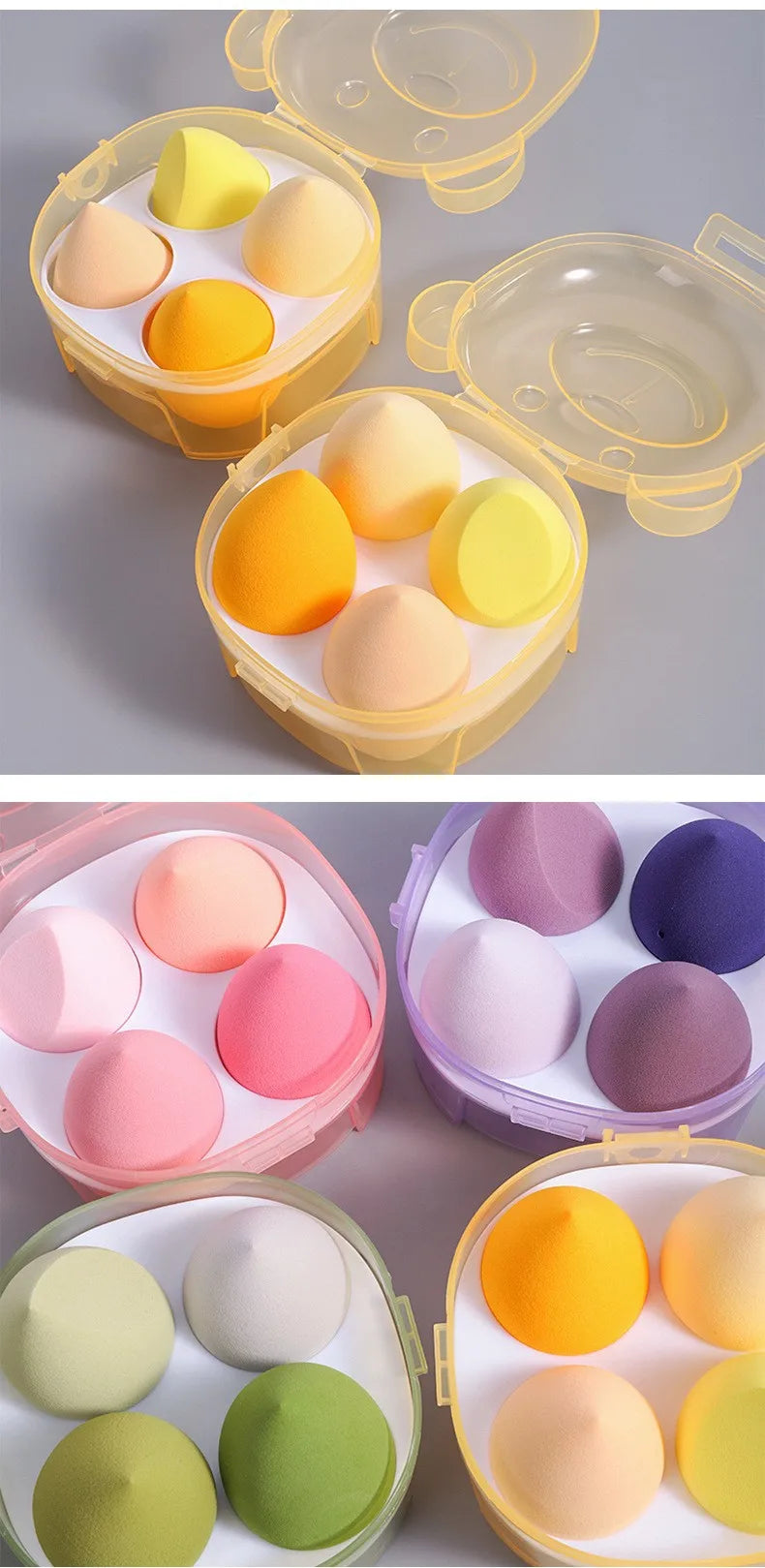 4Pcs Makeup Sponge Powder Puff Dry & Wet Combined Beauty Cosmetic Ball Powder Puff Bevel Cut Make Up Sponge Foundation Tools