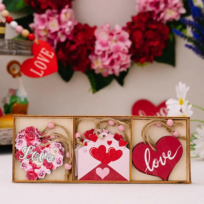 Wooden Valentines Ornaments Cute Wooden Valentine Ornaments Valentine's Day Hangable Decor With Rope 27X Pendant For Home