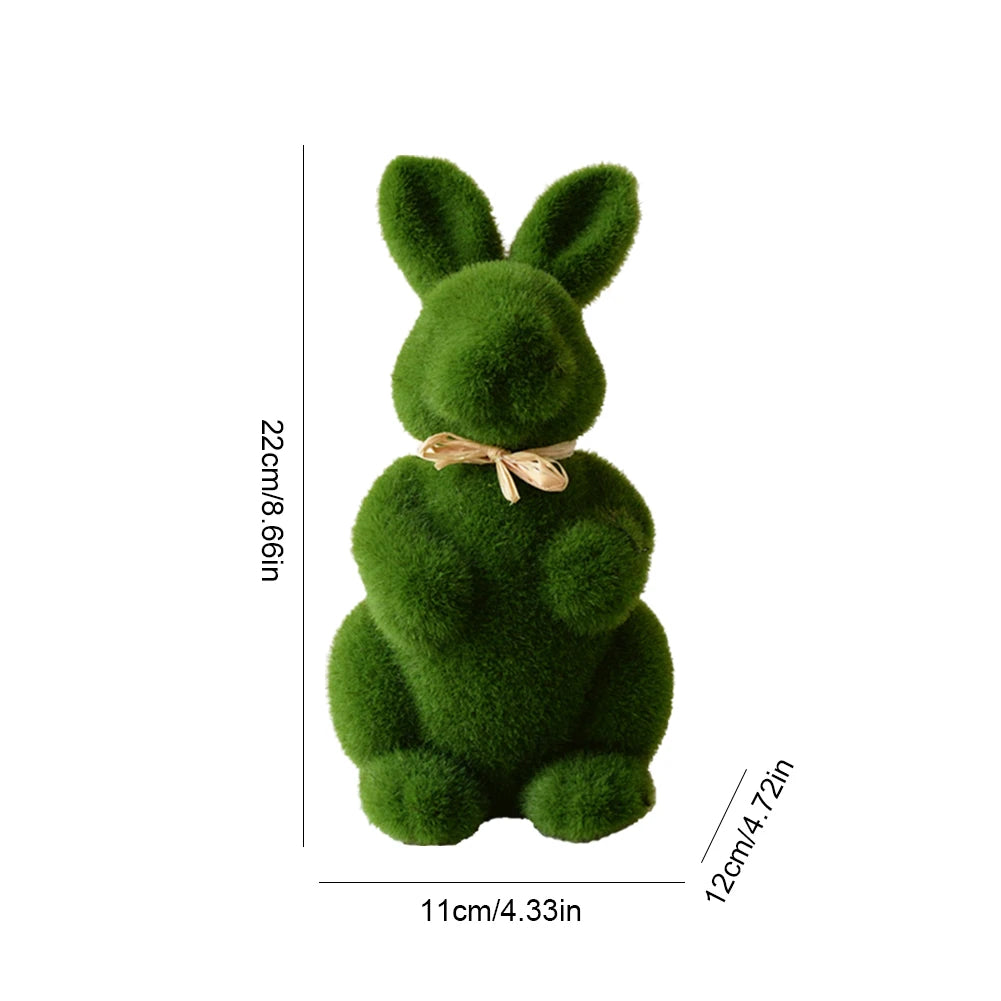 10PC Easter Bunny Decor Easter Moss Rabbit Figurine Home Garden Party Decor Artificial Moss Rabbit Easter Figurine Desktop Decor