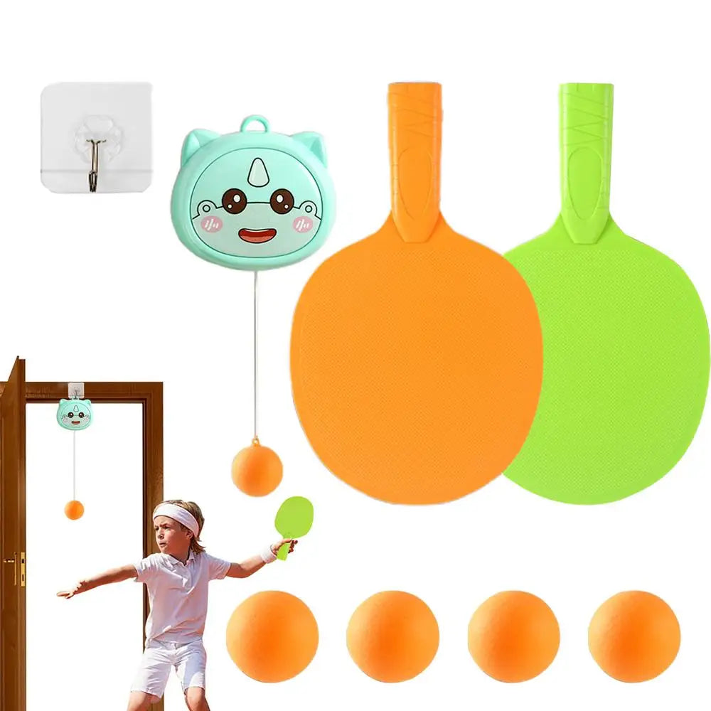 Door Pong Game For Kids Workout Table Tennis Toy With Racket And Balls Dangling Table Tennis Training Sparring Toy Parent-Child