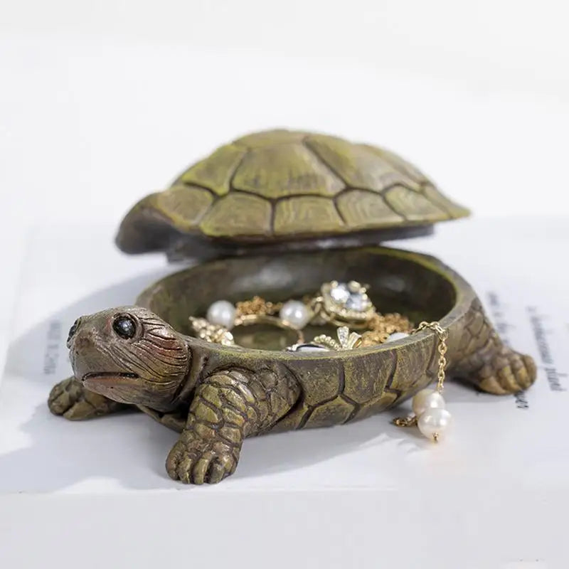 Turtle Jewelry Holder Resin Jewelry Trinkets Box For Key Animal Figurine Collectibles Ring Holder Case Tortoise Necklace Earring