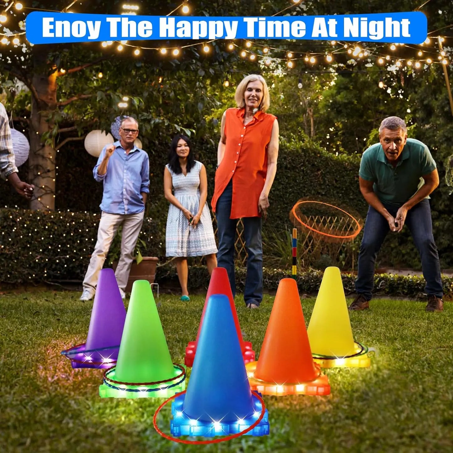 VATOS Light Up Toss Game Garden Toy 3 In 1 Toss Game Play Set Throwing Target Outdoor Party Soccer Gmaes Toys for Kids Adults