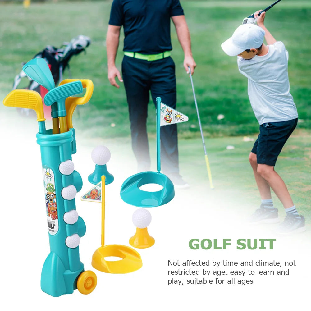 Children Golf Set with Backbag Golf Game Sports Toy Portable Kids Golf Club Set Toy Flag Mat Golf Practice Balls Outdoor Toys