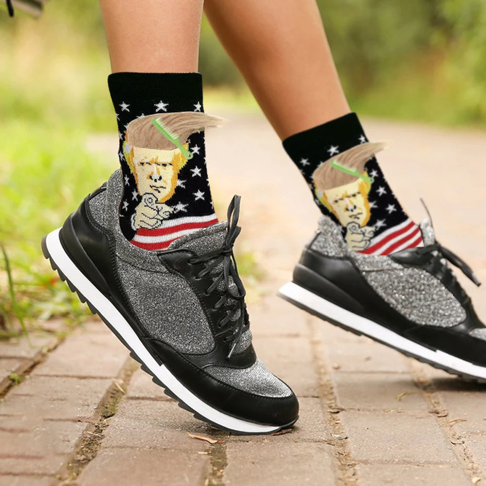 2024 President Donald Trump Spoof Funny Socks Streetwear Hip Hop Crew Socks Donald Trump Socks Novelty Funny Socks for Men Women