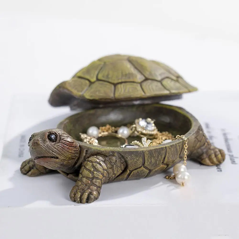 Turtle Jewelry Holder Resin Jewelry Trinkets Box For Key Animal Figurine Collectibles Ring Holder Case Tortoise Necklace Earring