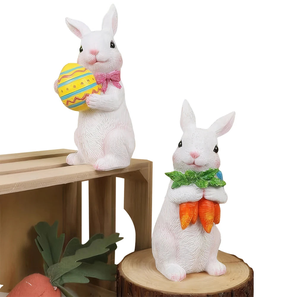 Easter Cartoon Rabbit Decor Resin Funny Rabbit Figurine Farmhouse Animal Rabbit Craft Gift for Boys Girls