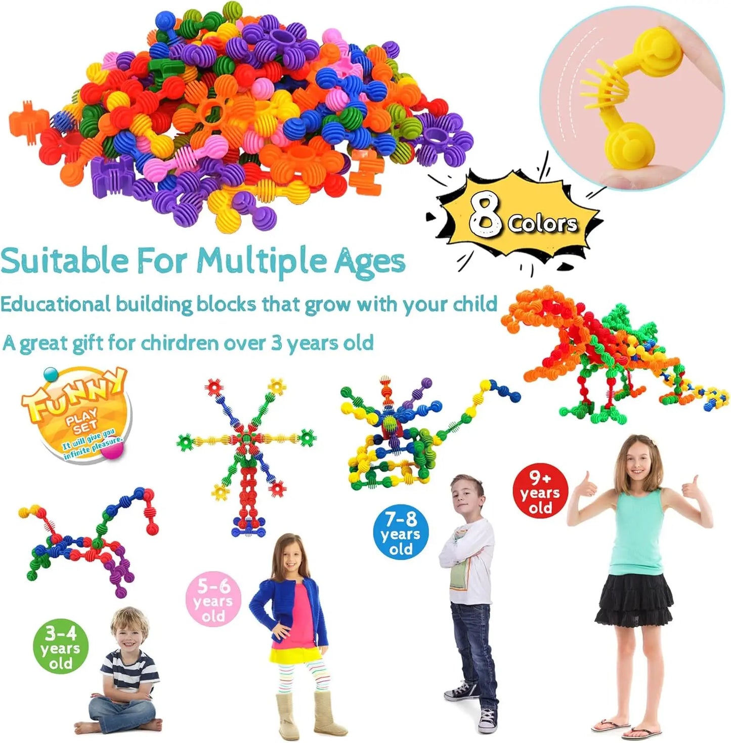 Creative Building Blocks Set - 100 Pieces Puzzle Stem Connecting Educational Toys for Kids for Girls Boys