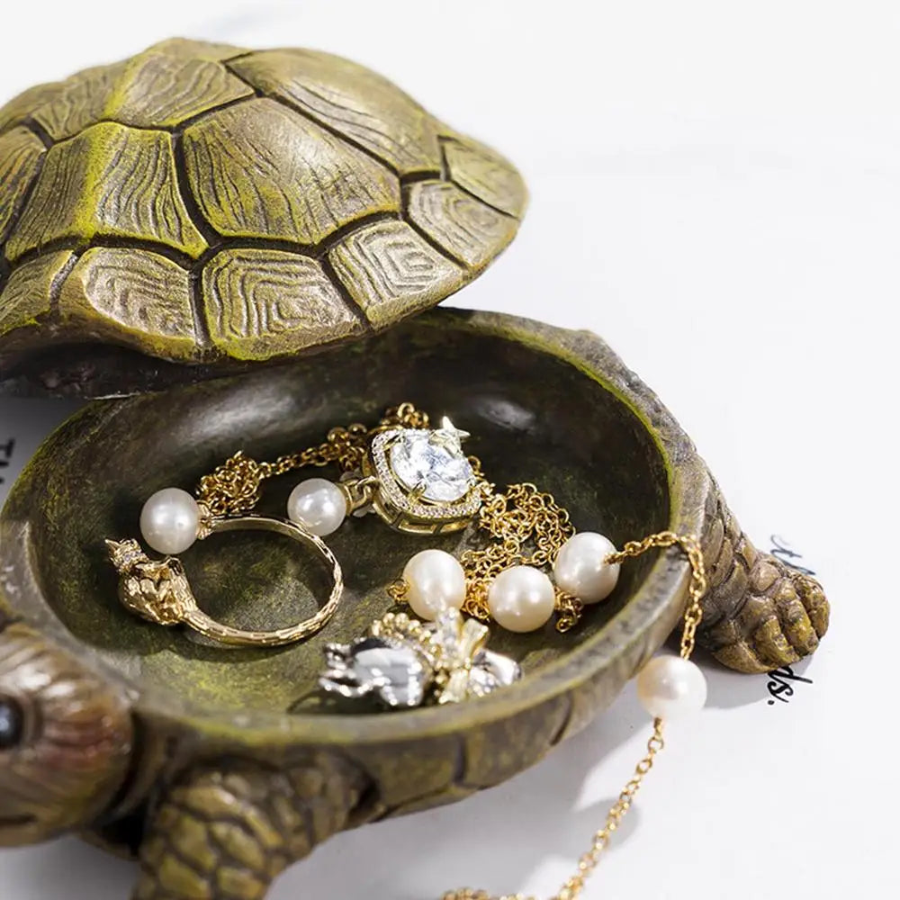 Turtle Jewelry Holder Resin Jewelry Trinkets Box For Key Animal Figurine Collectibles Ring Holder Case Tortoise Necklace Earring