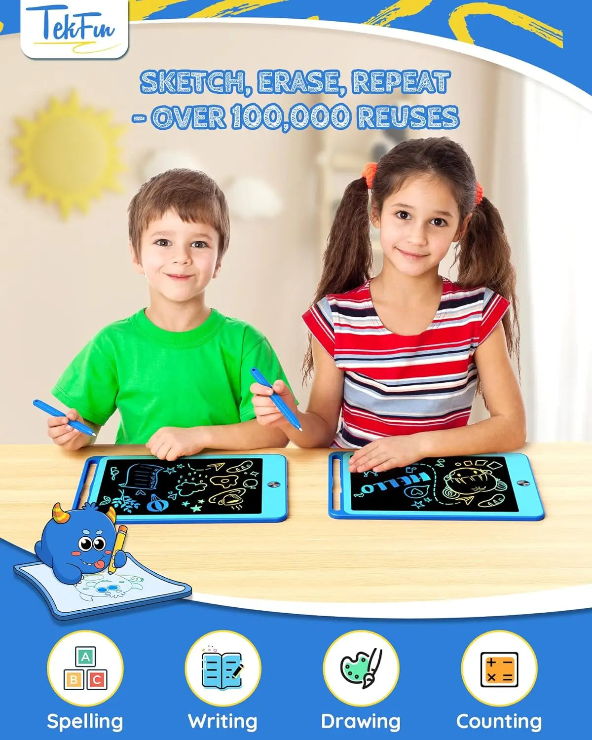 2 Pack LCD Writing Tablets for Children,10 Inch Drawing Tablets for Reusable Gifts,Educational Toys for Children Birthday Gifts