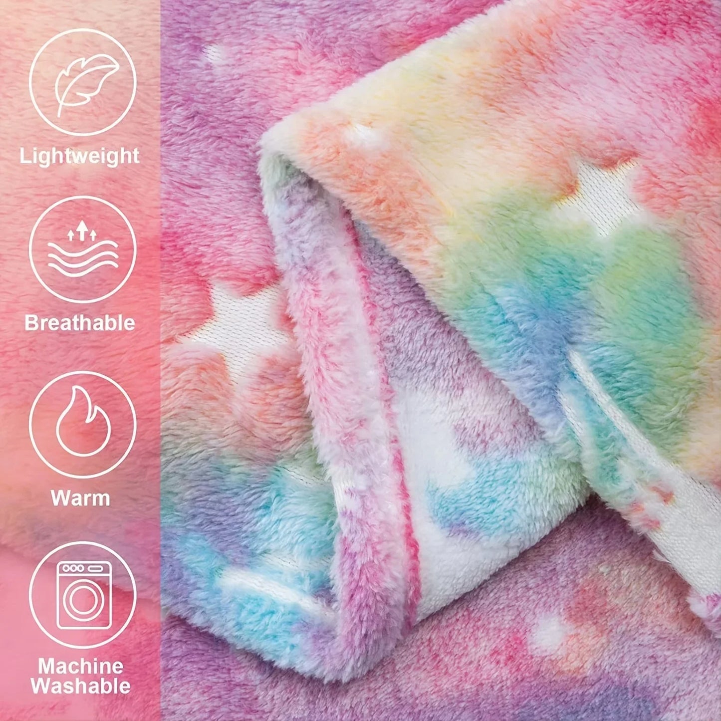 Glow in The Dark Rainbow Unicorn Blanket Cozy Soft Flannel Blanket for Sofa Bed Car Bedding Blanket for Boys Girls Kids Toddlers