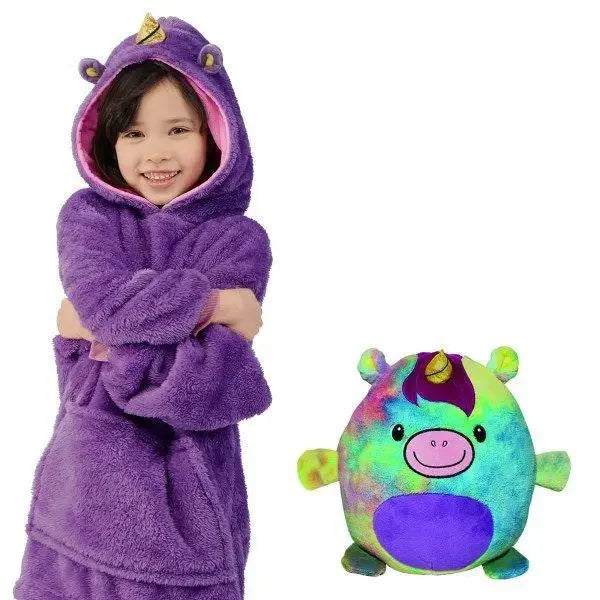 Children's HUG Cartoon Pets Hoodie Blanket Kids Lazy Pillow Pajamas Pullover Clothes Wearable Hooded Coats for Boys Girls Gift