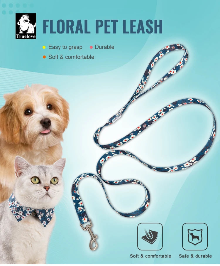 Truelove Floral Pet Leash Spring Design Small Boys Girls Dogs Cats Lihgtweight Rope Running Training Dog Leash Polyester TLL3113