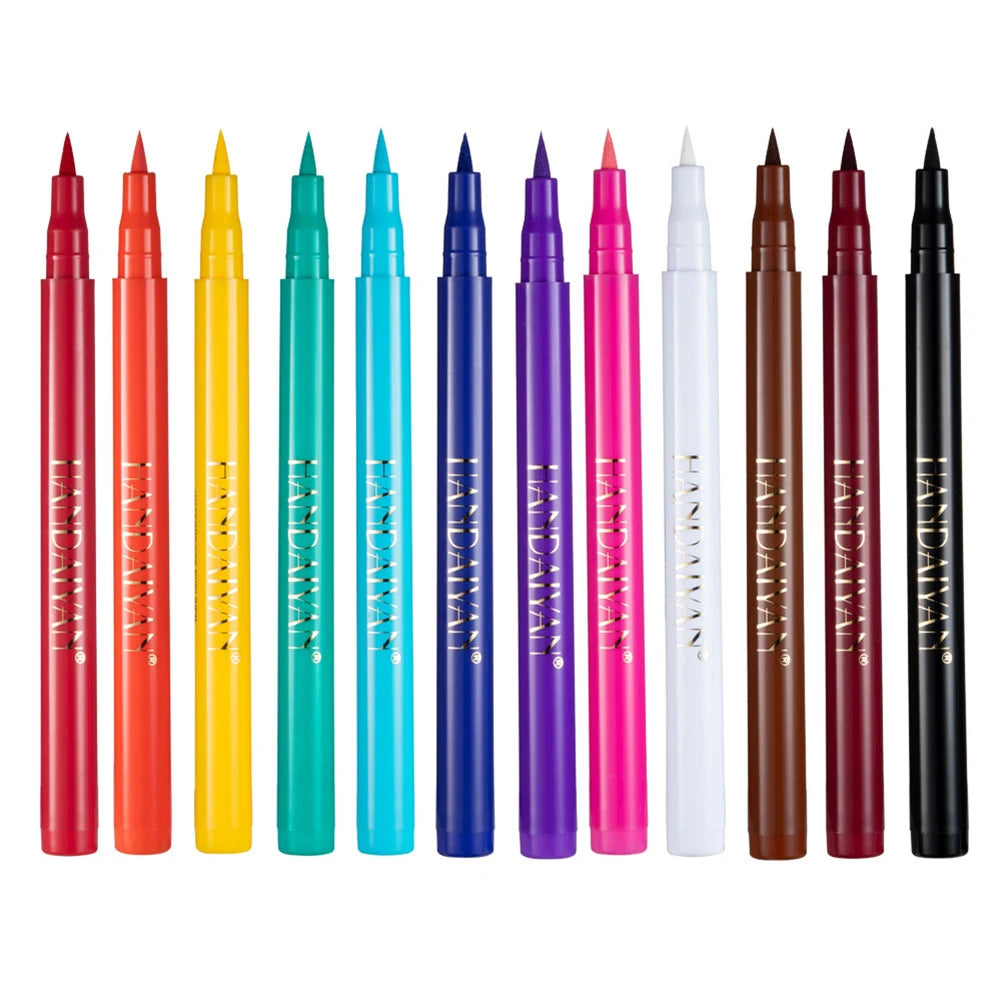 12 Colors Eye Cosmetic Pen Colorful Matte Eye Line Drawing Pen Waterproof Non Blooming Easy To Color Beauty Tools