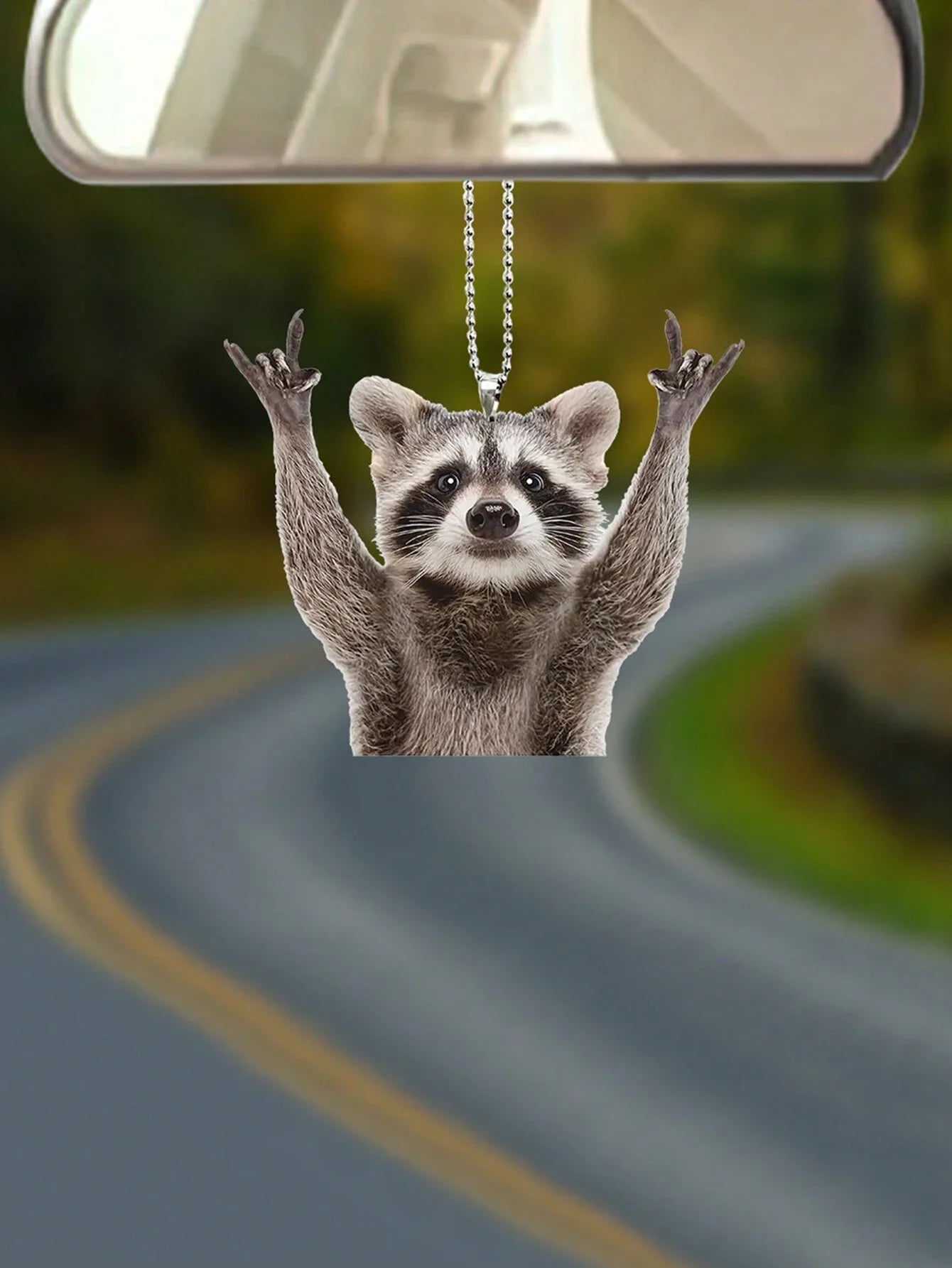 1pc Cute Acrylic Raccoon Rock Car Interior Pendant, Rearview Mirror Decoration Car Accessories Interior Pendant Fidget toys Rose