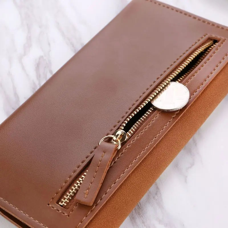 High Quality Soft PU Leather Long Wallet / Zipper&Fold Hasp Envelope Purse ID Card Holder Bag For Women