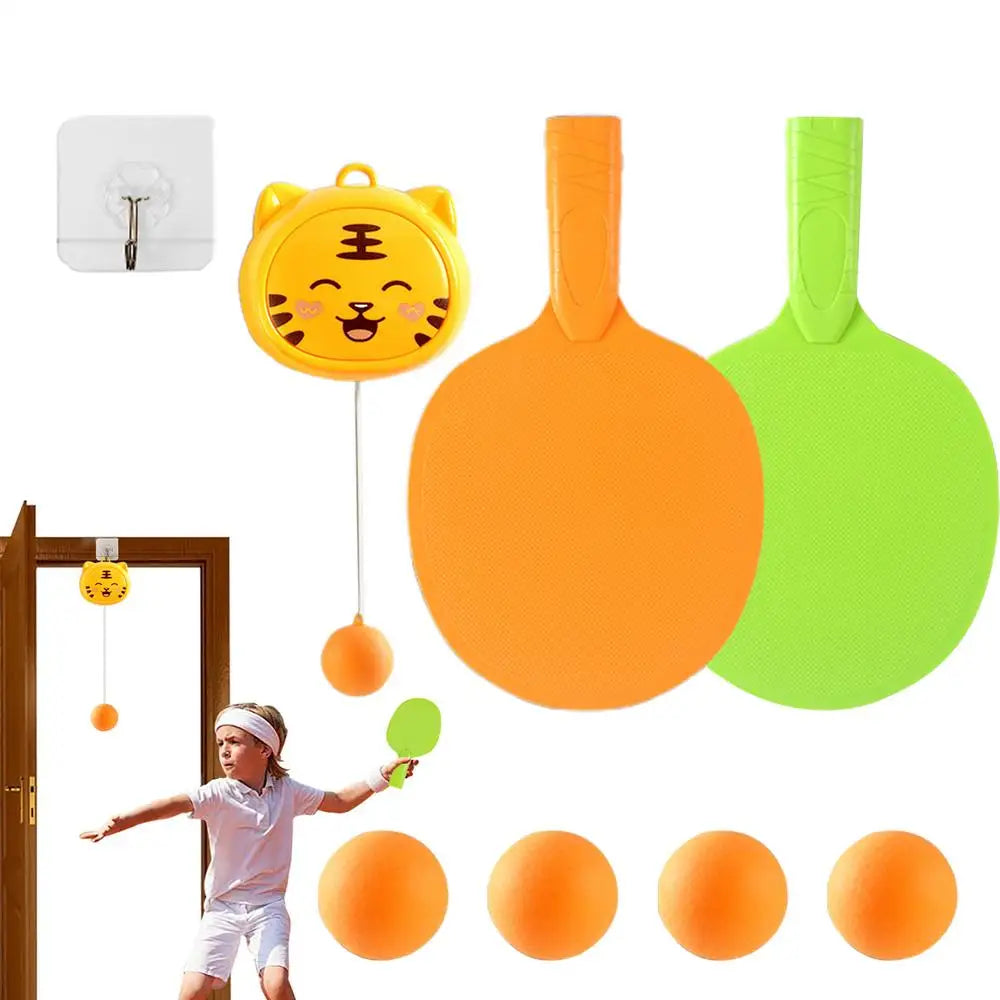 Door Pong Game For Kids Workout Table Tennis Toy With Racket And Balls Dangling Table Tennis Training Sparring Toy Parent-Child