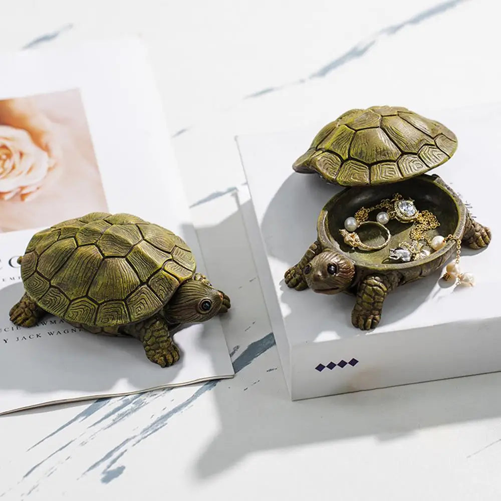 Turtle Jewelry Holder Resin Jewelry Trinkets Box For Key Animal Figurine Collectibles Ring Holder Case Tortoise Necklace Earring