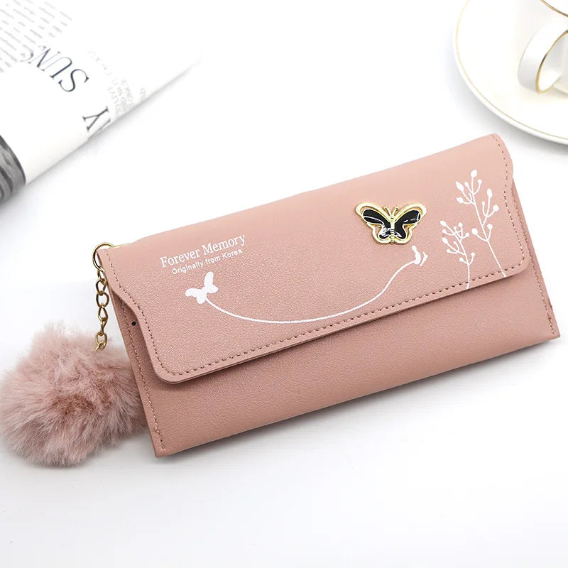 High Quality PU Leather Clutch For Women / Long Wallet With Butterfly Print Fashion Card Holder Purse