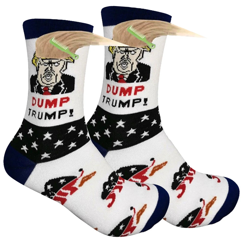 2024 President Donald Trump Spoof Funny Socks Streetwear Hip Hop Crew Socks Donald Trump Socks Novelty Funny Socks for Men Women