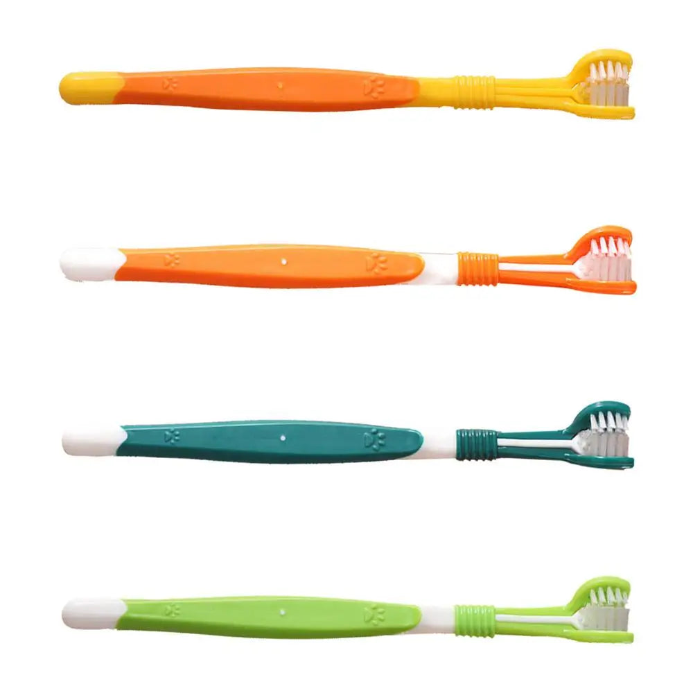 Three Sided Pet Toothbrush Three-Head Pet Toothbrush For Dogs And Cats Oral Cleaning Brush Care Products Tool Wholesale