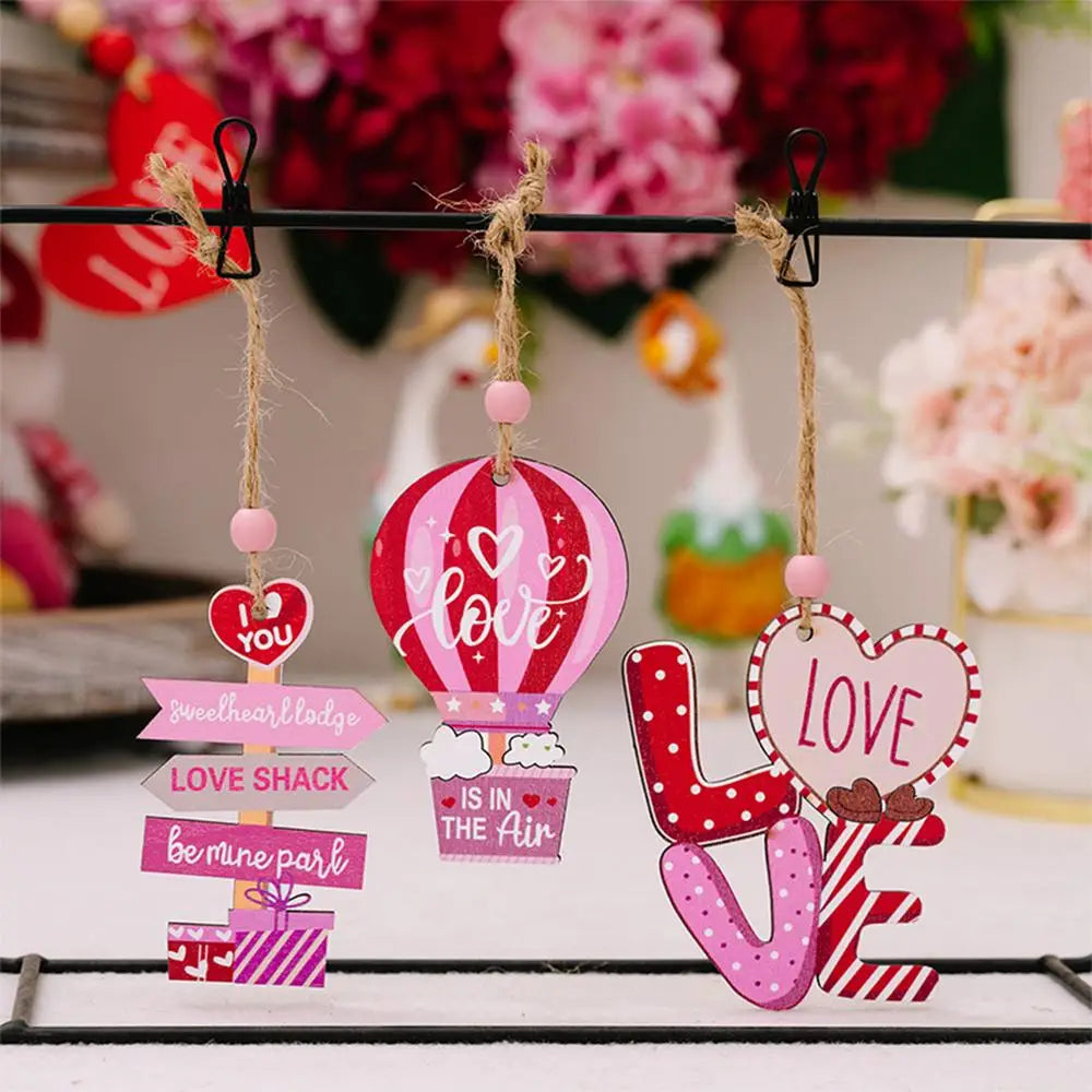 Wooden Valentines Ornaments Cute Wooden Valentine Ornaments Valentine's Day Hangable Decor With Rope 27X Pendant For Home