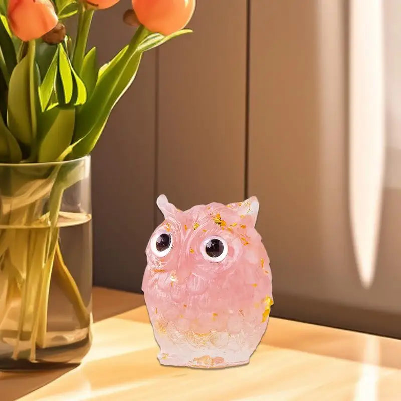 Owl Figurines Home Decor Resin Owl Decoration Sculpture Cute Decorative Owl Decor Crystals Stone Figurines Owl Figurine Home