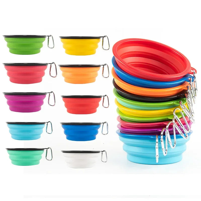 New 1000ml Large Collapsible Dog Pet Folding Silicone Bowl Outdoor Travel Portable Puppy Food Container Feeder Dish Bowl