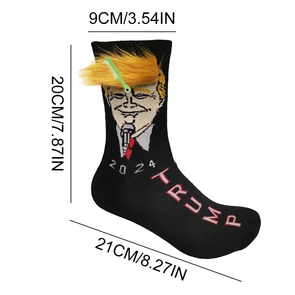 2024 President Donald Trump Spoof Funny Socks Streetwear Hip Hop Crew Socks Donald Trump Socks Novelty Funny Socks for Men Women