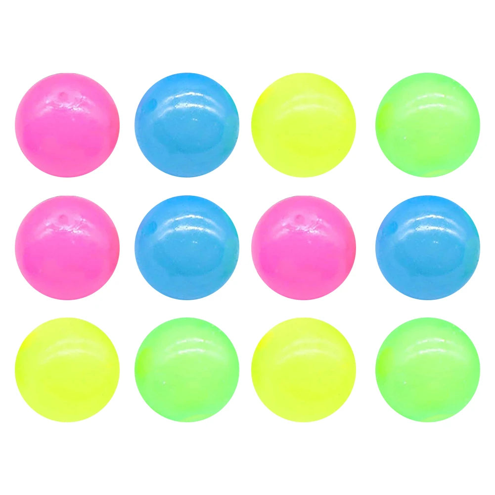 12/16PCS Glow in The Dark Sticky Balls Ceiling Balls Elevated Glowing Stress Balls  Fidget Toy for Kids Adults Teens