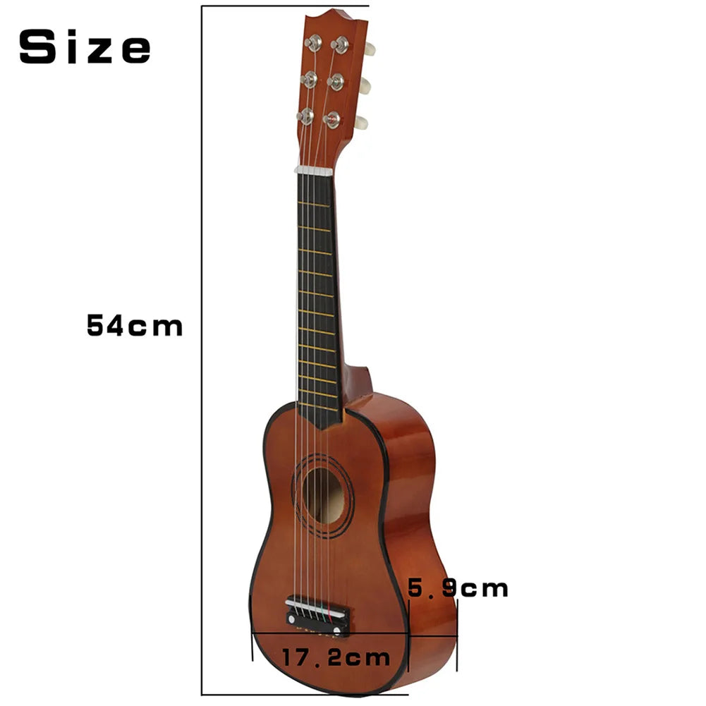 21 Inch Acoustic Guitar Ukulele for Beginners 6 Strings Basswood Guitar with Picks for Children Kids Beginners