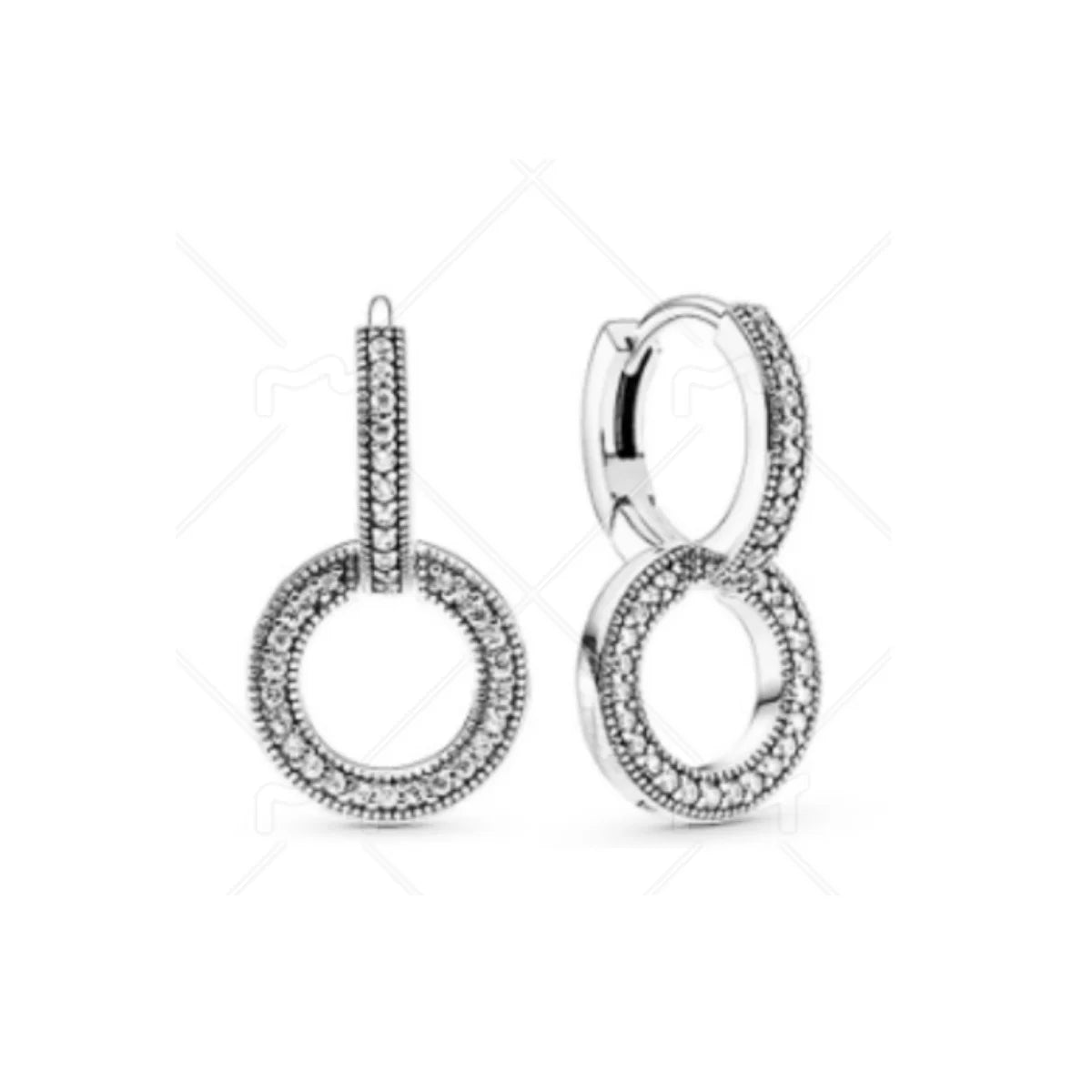 Hot 925 Sterling Silver Sparkling Double Hoop Earrings Fashion Jewelry Fit for Women Birthday Gifts