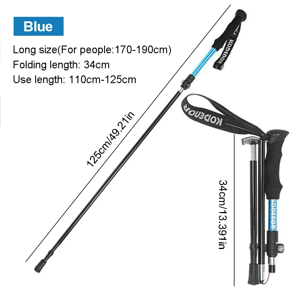 Aluminum Trekking Pole Collapsible Trekking Hiking Pole Adjustable Walking Stick Walking Pole Hiking Tool for Men and Women