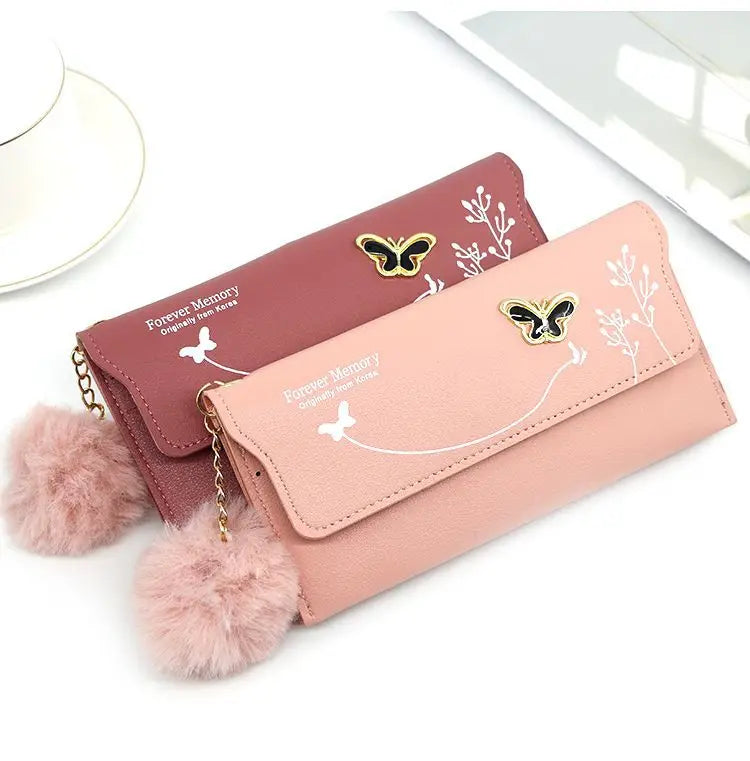 High Quality PU Leather Clutch For Women / Long Wallet With Butterfly Print Fashion Card Holder Purse