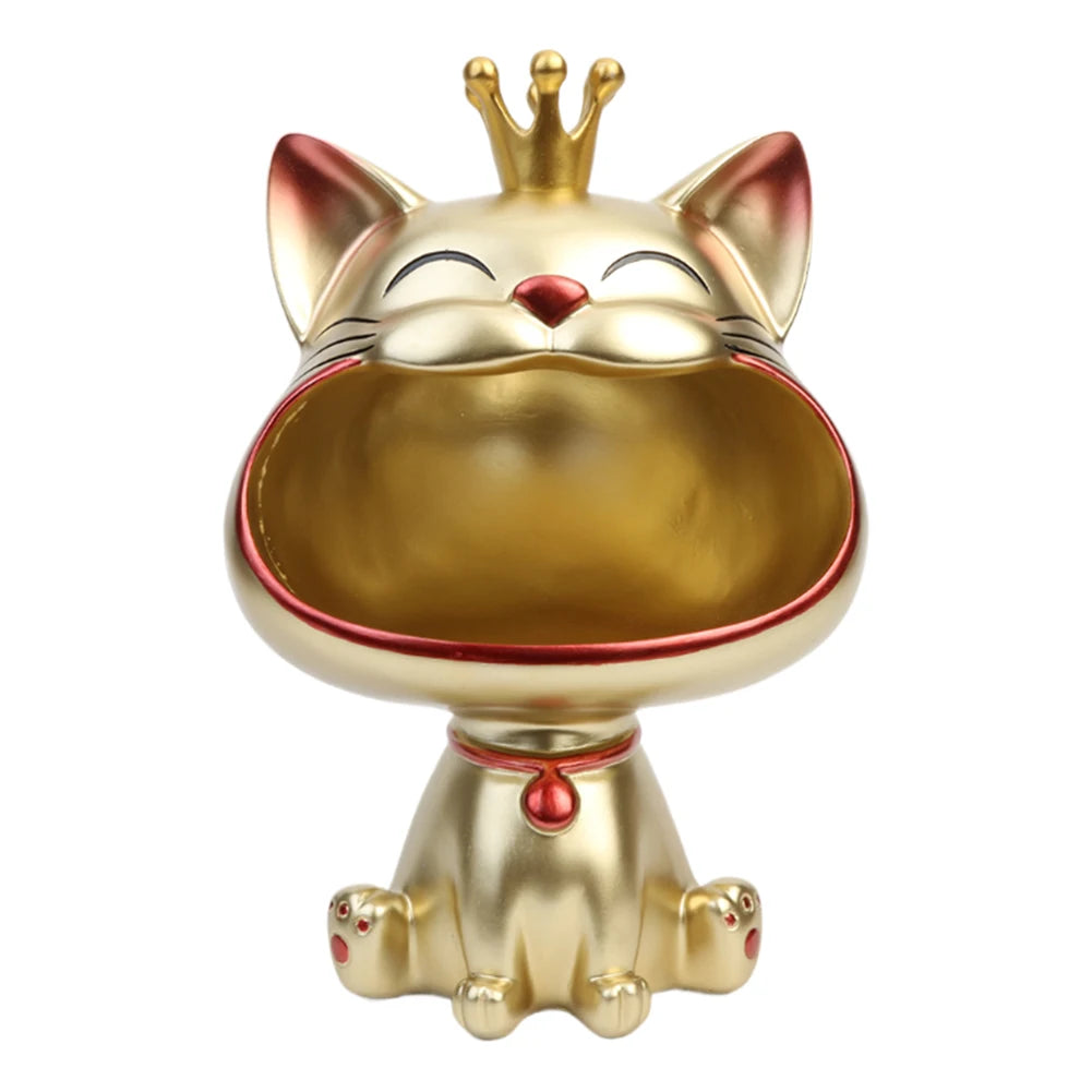 High Quality Resin Cute Cat Statue Key Holder Bowl for Organizing Keys Candy Snacks Home and Office Decor