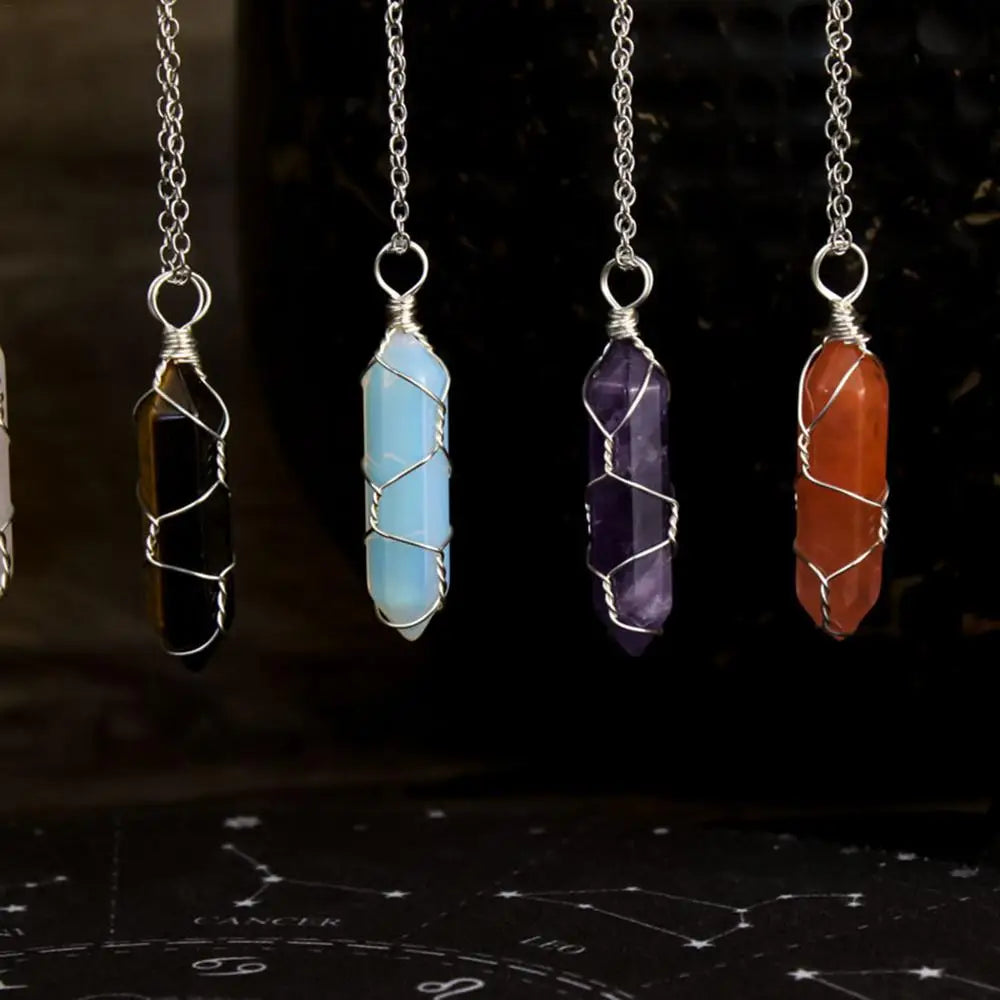 Rough Crystal Necklace Hexagonal Shaped Pendant Necklace For Men And Women Crystals For Jewelry Making Stone Necklaces