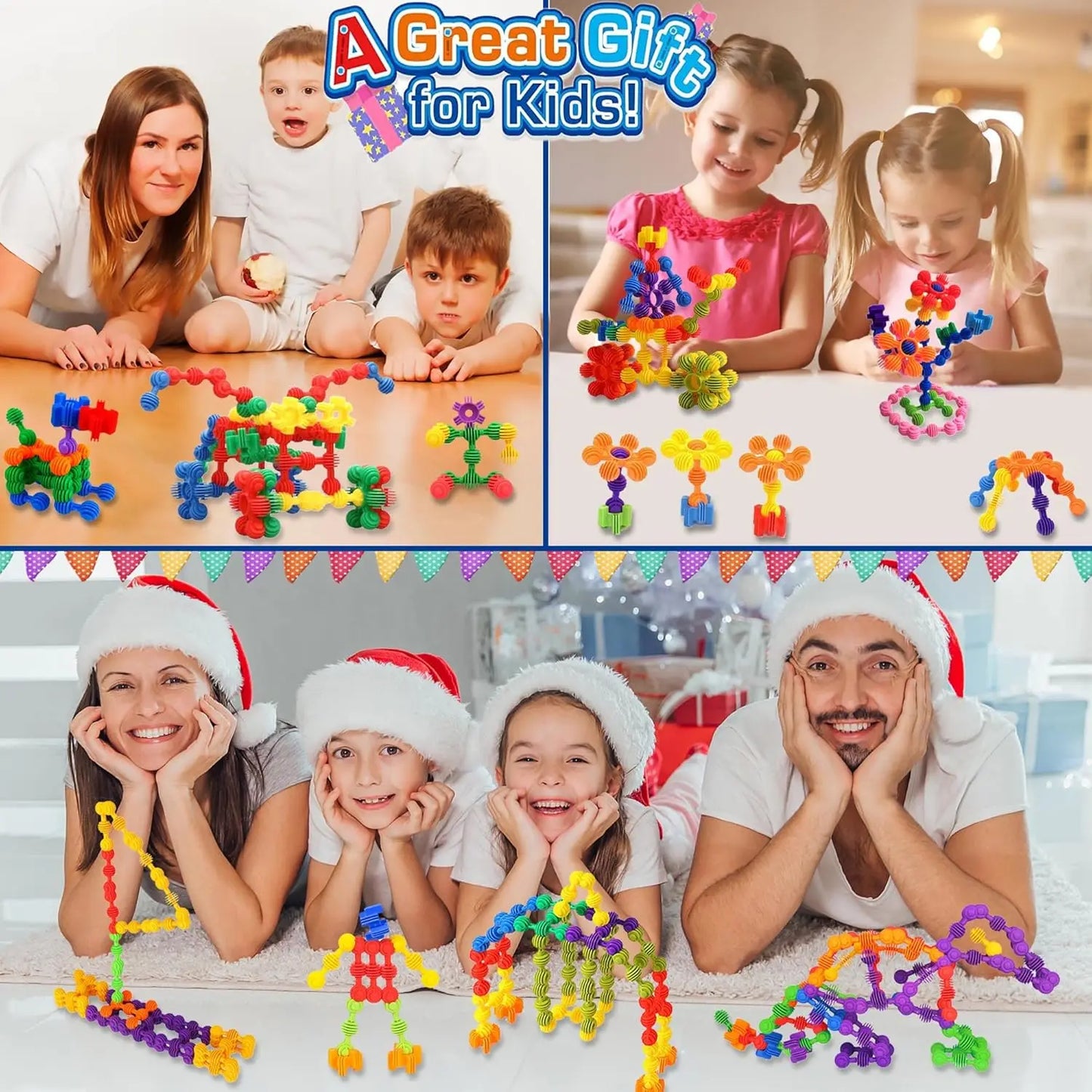 Creative Building Blocks Set - 100 Pieces Puzzle Stem Connecting Educational Toys for Kids for Girls Boys