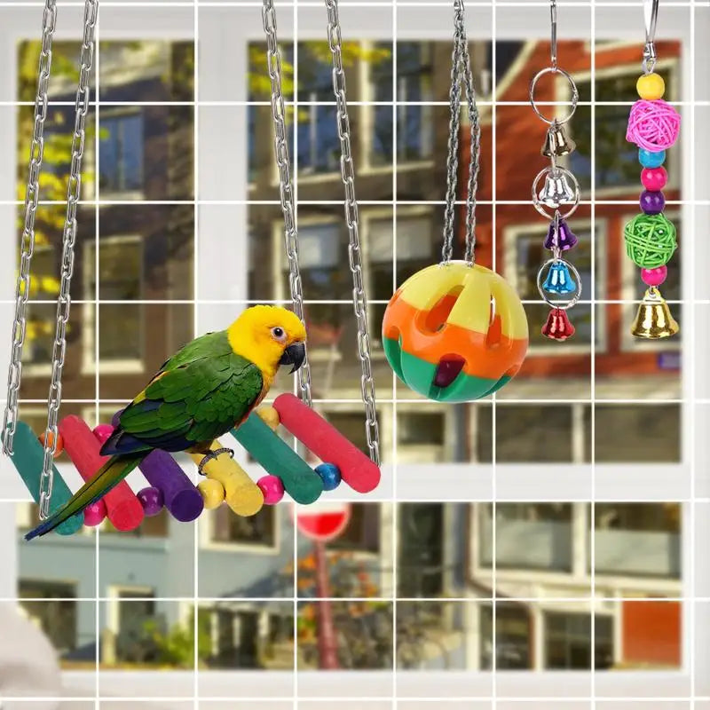 Parrot Foraging Feeder Toys Foraging Cage Wood Toys For Bird Wear Resistant Wooden Block Bird Parrot Toys Wood Foraging Bird