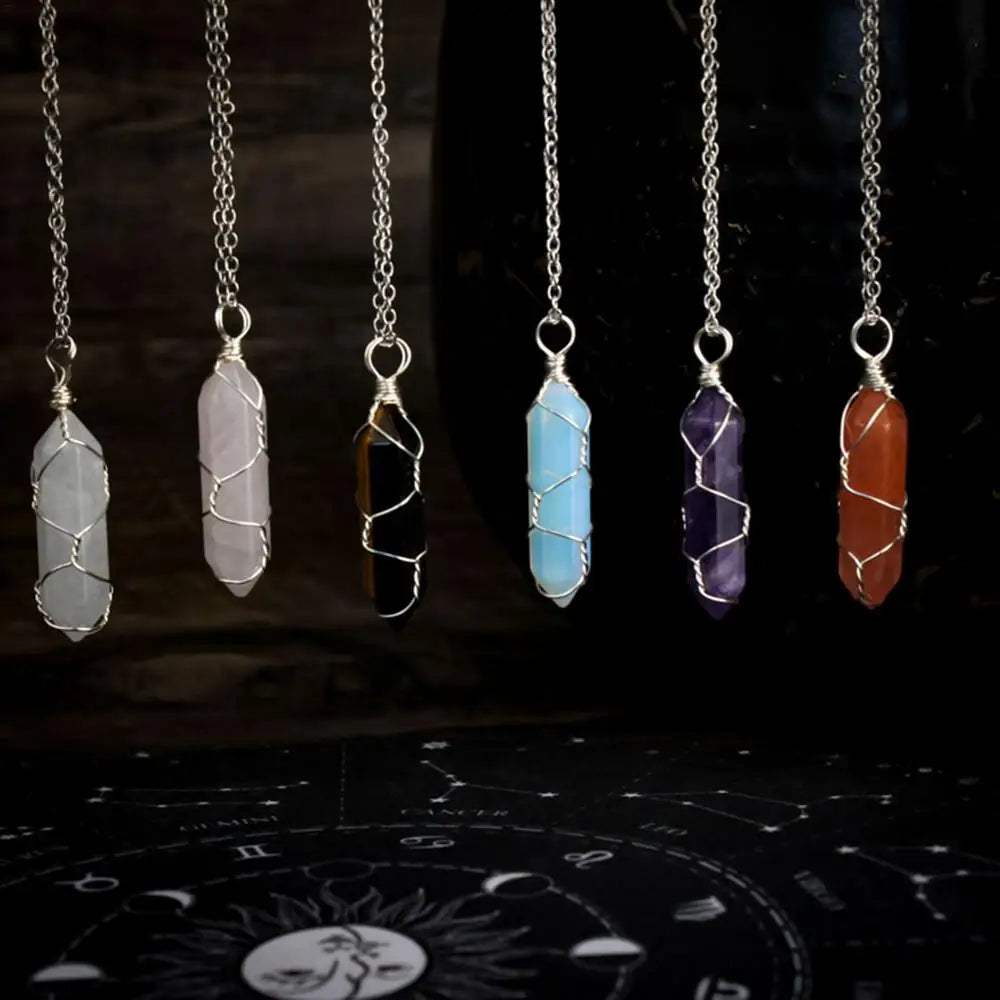 Rough Crystal Necklace Hexagonal Shaped Pendant Necklace For Men And Women Crystals For Jewelry Making Stone Necklaces