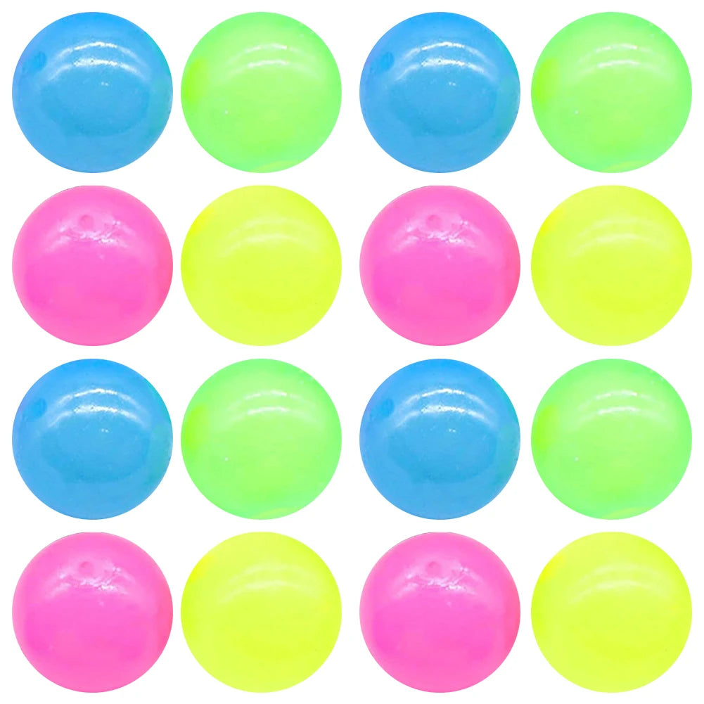 12/16PCS Glow in The Dark Sticky Balls Ceiling Balls Elevated Glowing Stress Balls  Fidget Toy for Kids Adults Teens